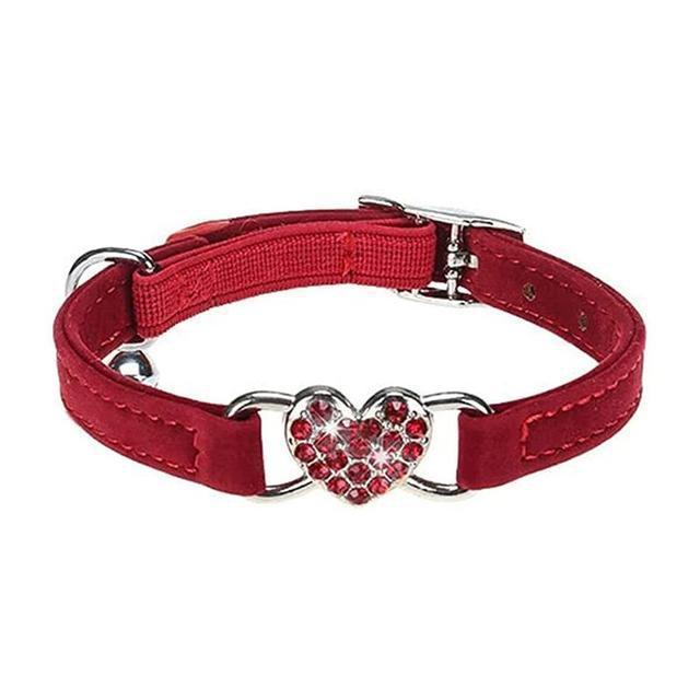 Velvet Heart Crystal Dog Collar