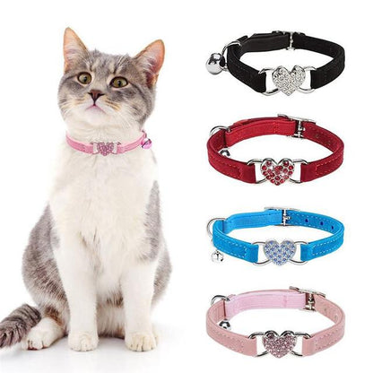 Velvet Heart Crystal Dog Collar