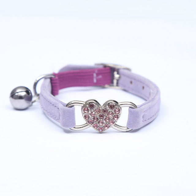 Velvet Heart Crystal Dog Collar