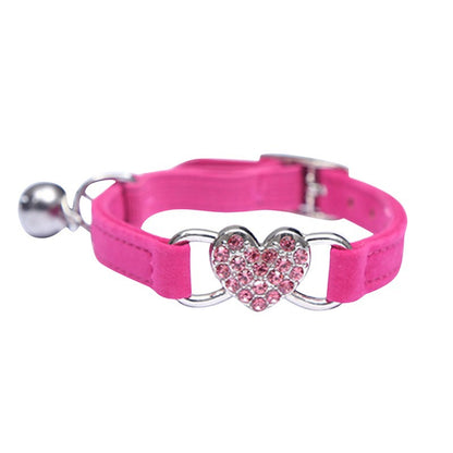 Velvet Heart Crystal Dog Collar