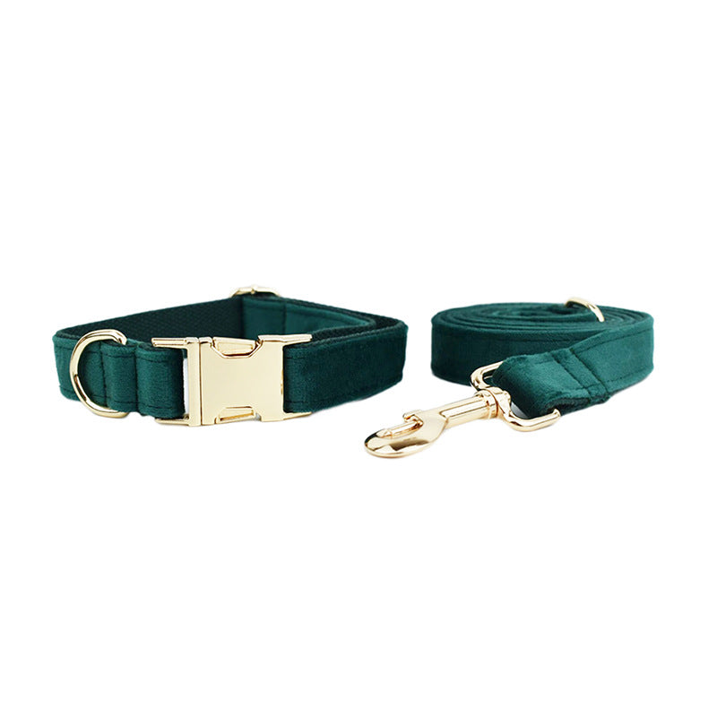 Chic Velvet Dog Collar & Leash