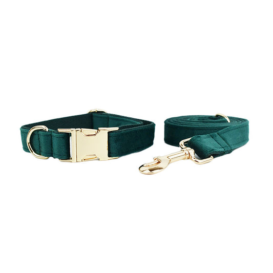 Chic Velvet Dog Collar & Leash